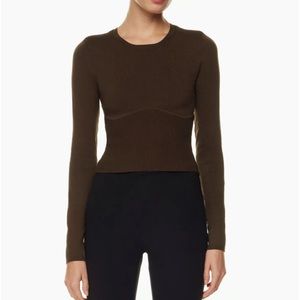 Aritzia babaton sculpt knit empire long sleeve brown